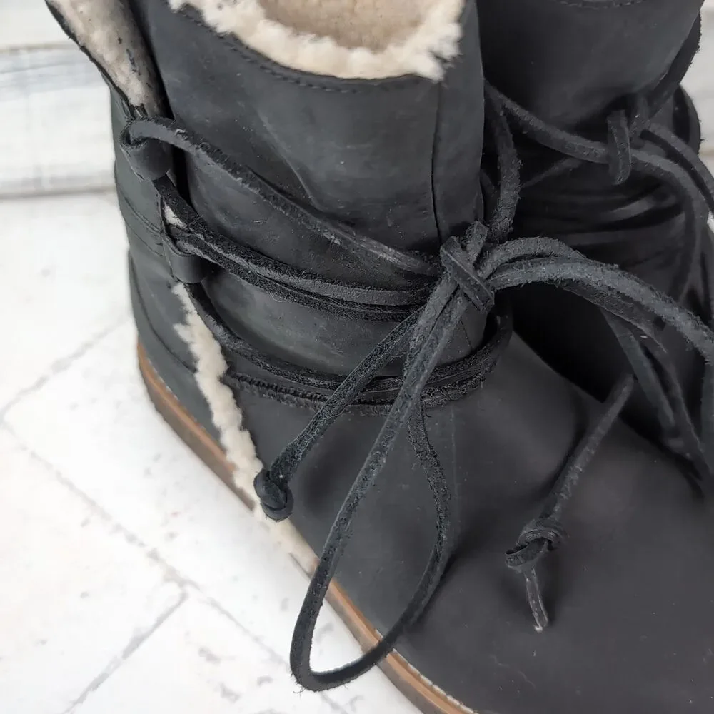 UGG Women's Luisa Water Resistant Leather Boots 1012545 Dark Gray Size 7 Winter